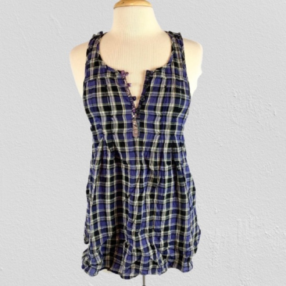 Free People Plaid Racerback Tank